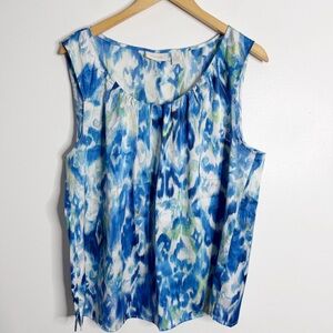Chico's Blue White Green Sleeveless Watercolor-Print Tank size 3 (16)